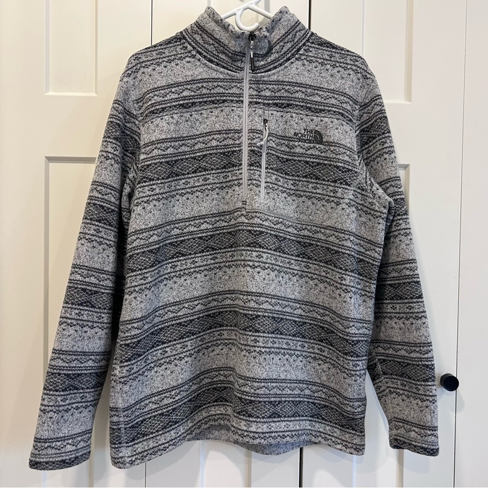 The North Face Aztec 1/4 Zip Mens XL Tribal Sweater Gray.